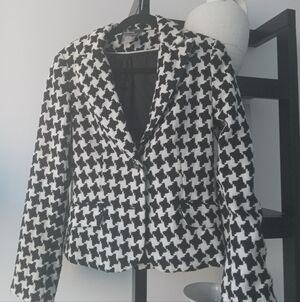 George Black and White Houndstooth Blazer